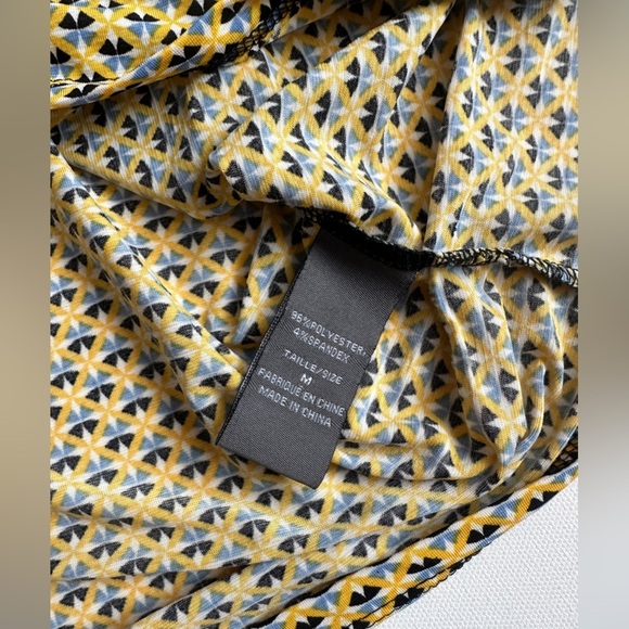 Yellow/Black Retro Pattern Sleeveless Tank Top - Keyhole Neckline - Size M - Picture 3 of 5